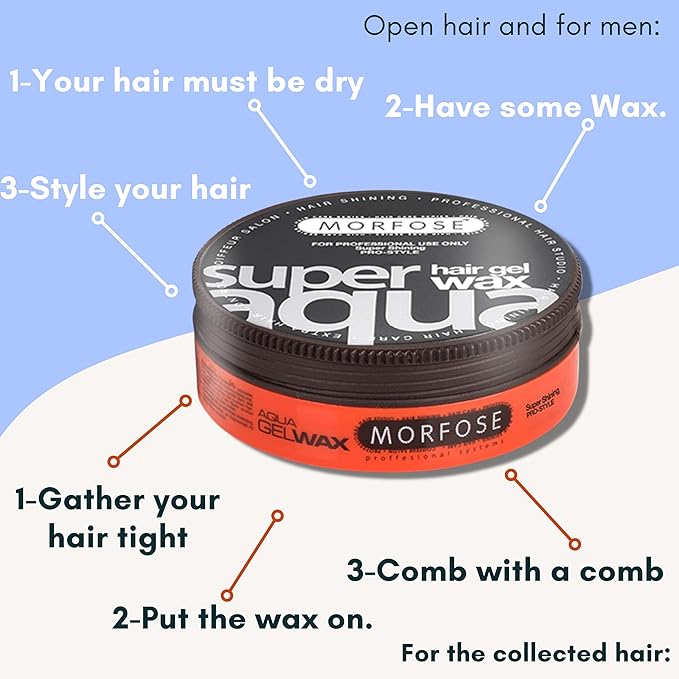 Morfose Super Aqua Hair Gel Wax with Strong Flexible 4 Hold, All Day Long, Hair Wax for Women and Men, Edge Wax, Gel Wax, Manage Flyaways, and Curls, Mango Scent, 5.92 Fl. Oz