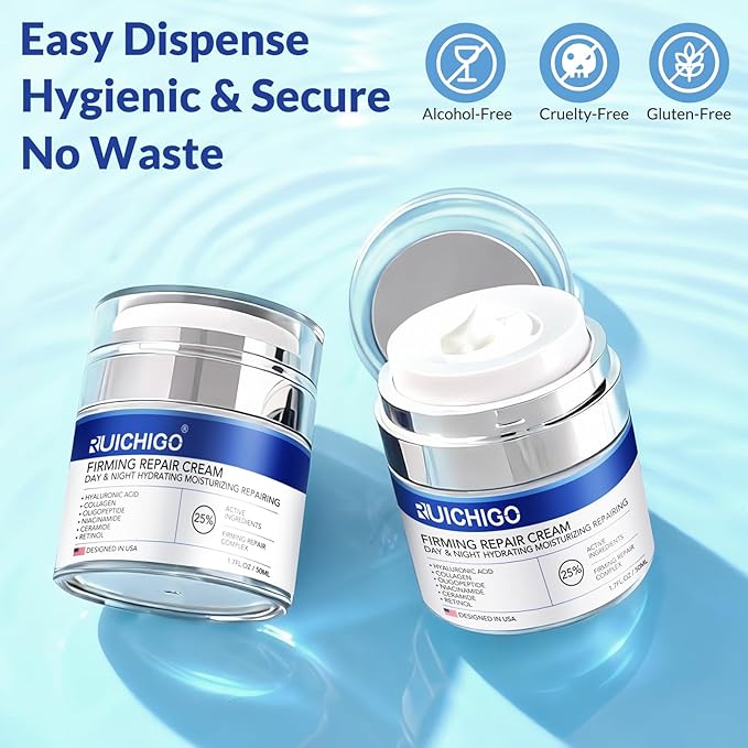 Face & Neck Firming Cream - Ceramide Moisturizer for Women - Anti Aging Formula for Tightening and Lifting with Retinol,Collagen,Hyaluronic Acid - Day & Night Cream for Sensitive & Mature Skin, 1.7 OZ