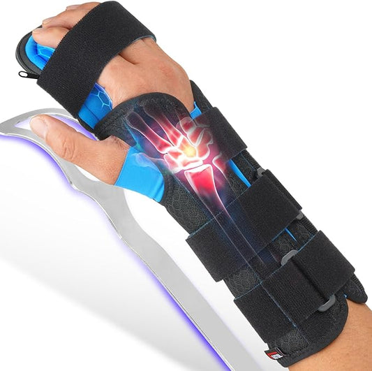 FEATOL Resting Hand Splint Stroke Night Immobilizer with Removable Splints- Pain Relief For Carpel Tunnel, Stroke Recovery, Arthritis, Tendinitis-Functional Support Wrist Finger Brace-Right Medium-For Men and Women