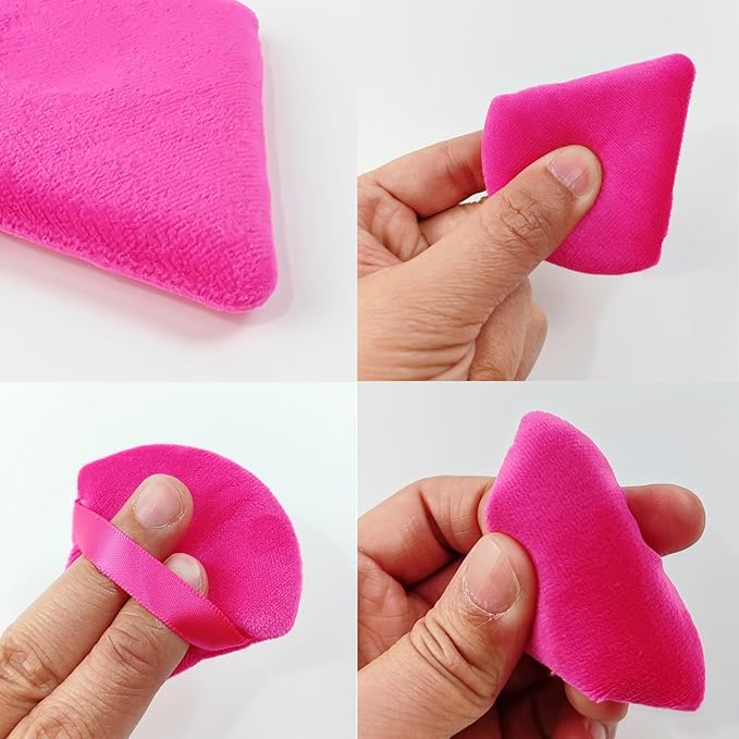 GXXMEI 30PCS Powder Puff Face Makeup Sponge Soft Velour Triangle Powder Puffs for Loose Powder Setting Powder Cosmetic Foundation Beauty Sponge, Stocking Stuffers Gift for Women (Pink)