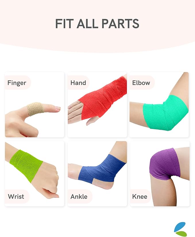 FriCARE Self Adhesive Bandage Wrap, Medical Tape in First Aid Kit, Cohesive Bandages for Wounds Sport Vet, 2 inches X 5 Yards 6 Rolls, Mystic Twilight