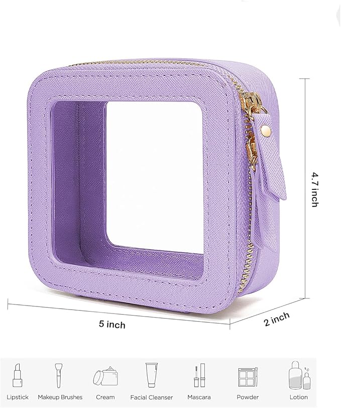 Travel Clear Makeup Bag Set, TSA Approved Cosmetic Bag Case with Zipper Portable Makeup Pouch Toiletry Bag Traveling Cosmetic Organizer Storage Bag Car Organizer Car Essentials