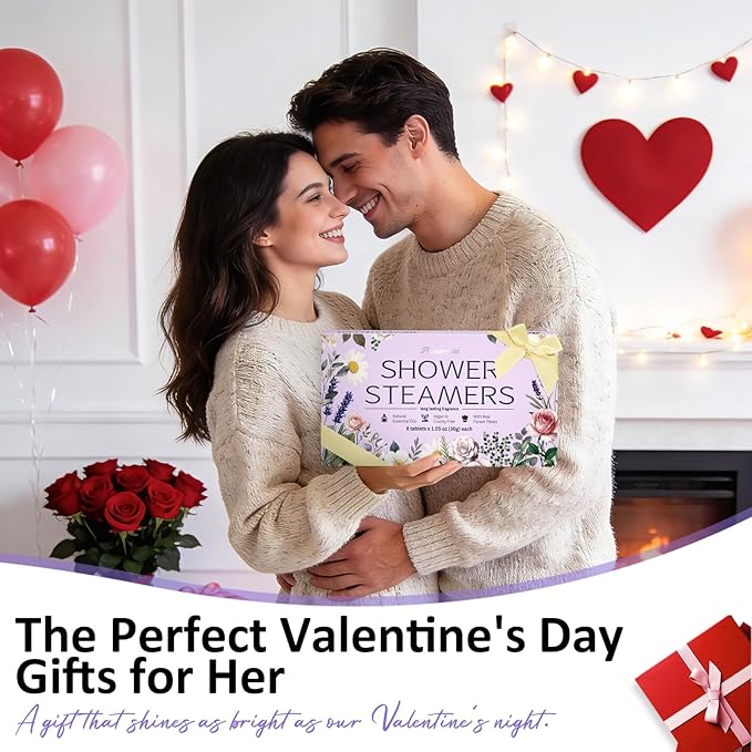 Shower Steamers Aromatherapy 8 Pcs - Birthday Gifts Valentines Day Gifts for Her Women Wife, Shower Bombs with Natural Essential Oil for Self Care Home Spa Relaxation, Easter Basket Essential