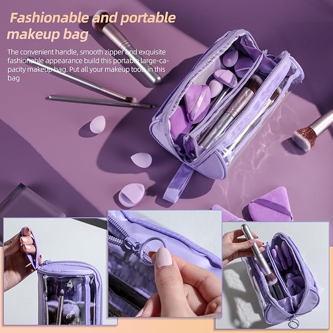 Oneleaf 26 Pcs Makeup Brushes Set – Premium Facial Cleaning & Makeup Brush Set with Foundation, Concealer, Blush, Eyeshadow Brushes plus Sponge and Wash Bag