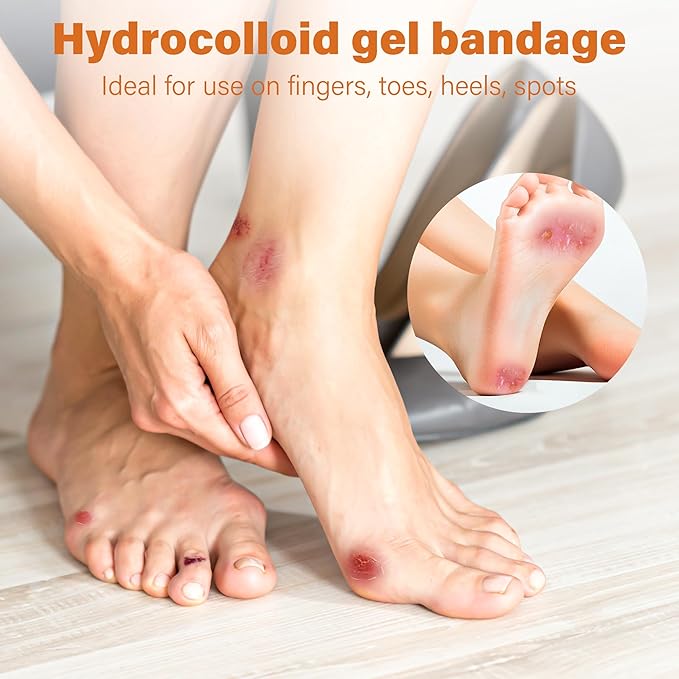 36pcs Hydrocolloid Gel Blister Bandages Pads Waterproof Adhesive Blisters Bandages - Blister Pads for Heel, Foot, Toe, Feet - Gel Blister Chshions for Prevention & Recovery (Variety Pack, Count, 36)