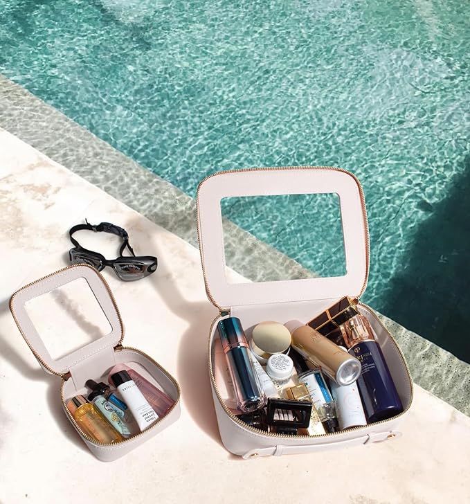 Travel Clear Makeup Bag Set, TSA Approved Cosmetic Bag Case with Zipper Portable Makeup Pouch Toiletry Bag Traveling Cosmetic Organizer Storage Bag Car Organizer Car Essentials