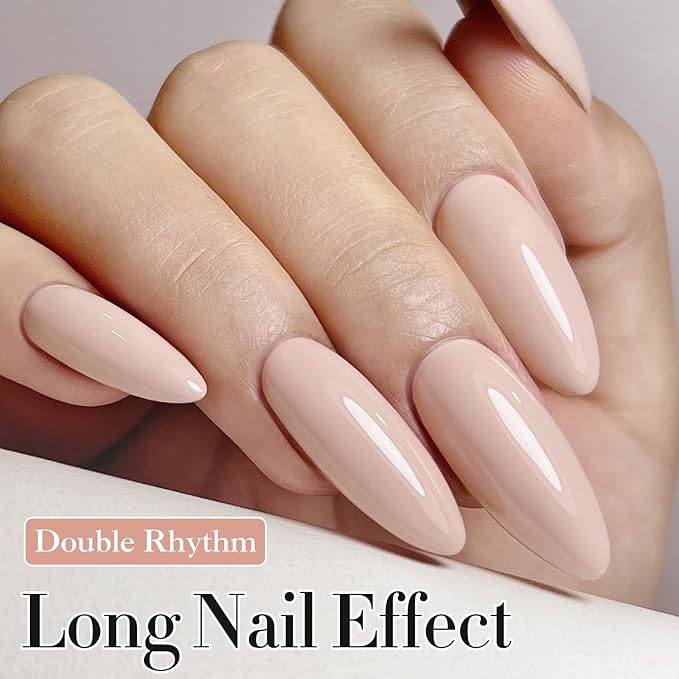 Double Rhythm Gel Polish Translucent Sheer Neutral Natural Light Milky Same Color Same Bottle 15ML Jelly UV Gel Polish Art DIY at Home (Nude Beige-A1119)