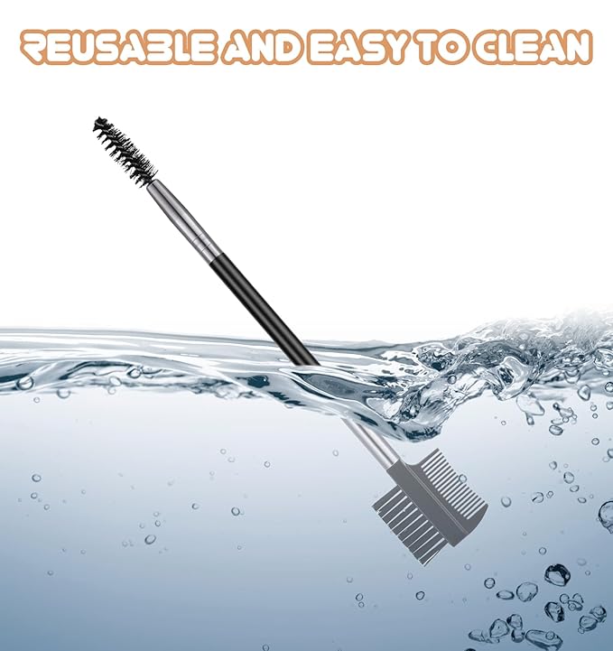 8Pcs Eyebrow Comb for Women, Eyebrow Brushes & Makeup Brush Set, 3 Head Design for Eyebrows & Lashes, Professional Grooming Tools (Black)