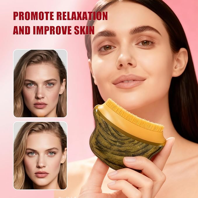 New Lymphatic Contour Face Brush,Lymphatic Drainage Massager for Face for Jawline, Chin & Facial Sculpting Designed to Fit Precisely and Relieve Fatigue- Anti-Puffiness (Tree Grain)