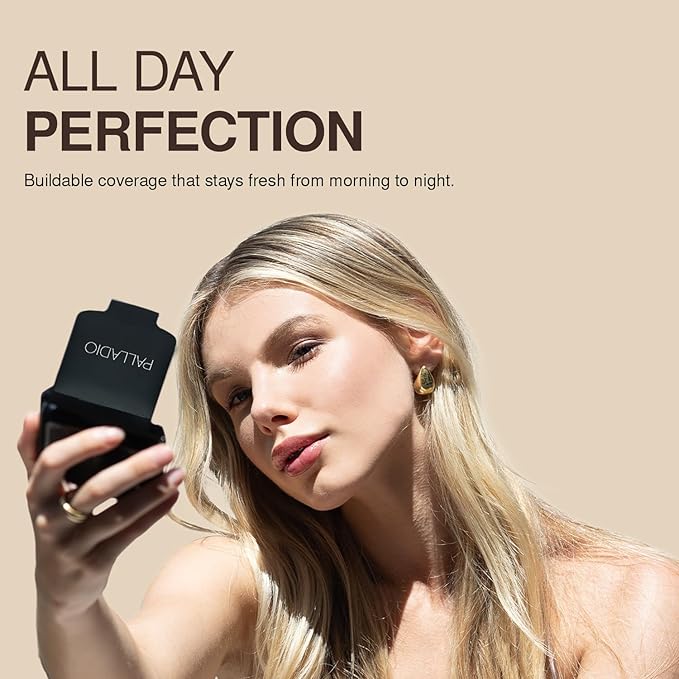 Palladio Dual Wet and Dry Foundation with sponge and Mirror, Squalane Infused, Apply Wet for Maximum Coverage or Dry for Light Finishing and Touchup, Minimizes Fine Line, All day Wear, Natural Clary