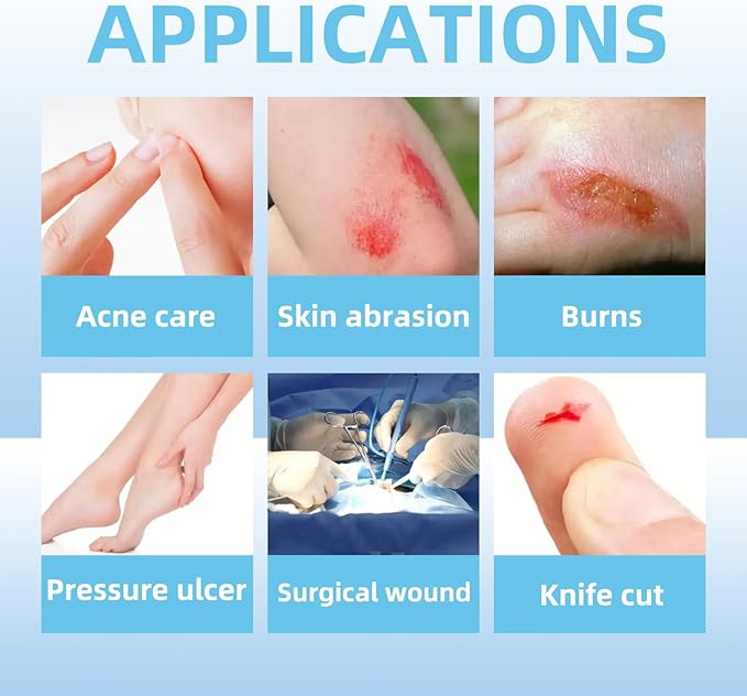 Dr. Med Hydrocolloid Wound Dressing Extra Thin 4"x4"-10 Pack/Box, Waterproof Adhesive Bordered Bandage, for Light Exudate, Abrasions, Pressure Ulcer, Bed Sore, Superficial Wound Care