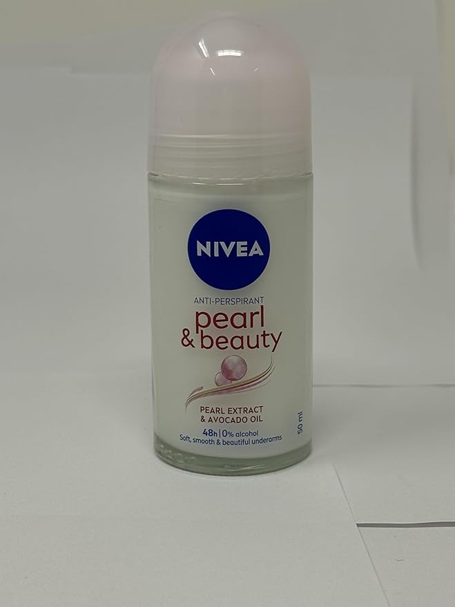 NIVEA Anti-Perspirant Deodorant Roll-On Pearl & Beauty 50ml – Long-Lasting Freshness, Smooth Skin, 48H Sweat & Odor Protection, Gentle Formula with Pearl Extract, Alcohol-Free Deodorant, 2-Pack