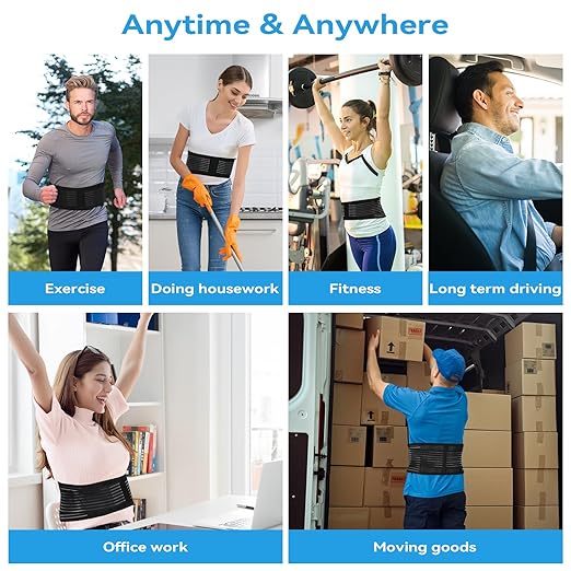 Back Support with Magnet, Tourmaline Magnetic Back Braces for Lower Back Pain Relief, Self Heating & Soothing Waist Band, Lumbar Support Belt for Herniated Disc/Sciatica (Large)