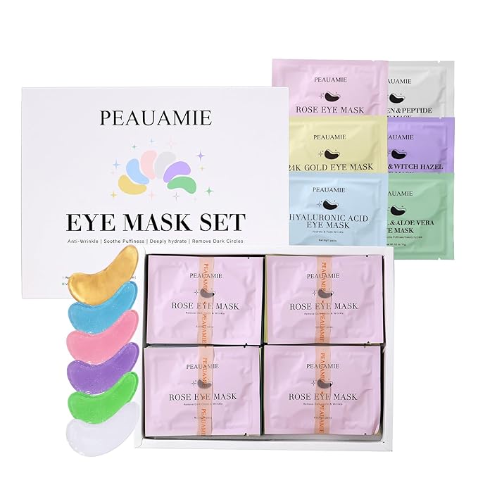 PEAUAMIE Under Eye Patches with Collagen and Hyaluronic Acid Eye Mask for Wrinkle,Dark Circles,Face Mask Skin Care Products 24 Pairs