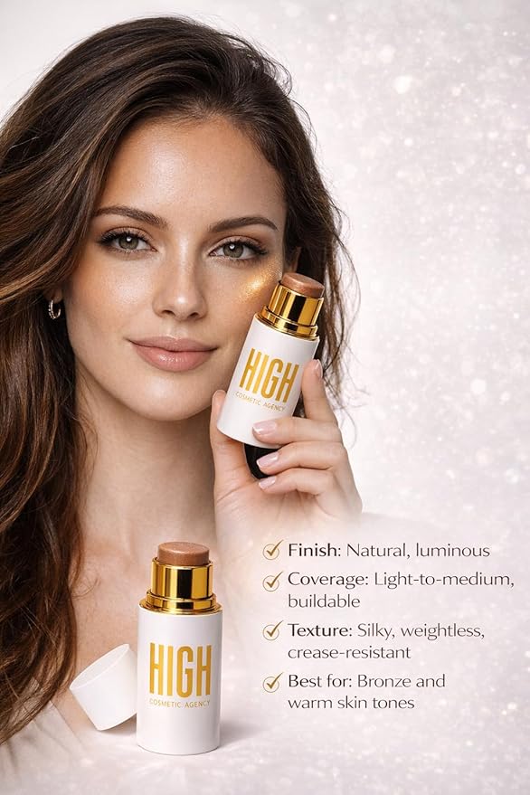 Concealer Light Bronzer & Contour Stick Set for Bronze Skin, Seamless Blend, Long-Wear, Natural Luminous Finish,Cream Stick for Bronze Skin,HIGH COSMETIC AGENCY