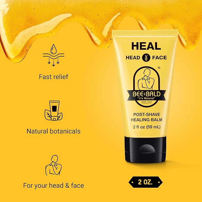 Bee Bald HEAL Aftershave for Men Healing Balm, Immediately Calms & Soothes Damaged Skin, Treats Bumps, Redness, Razor Burn & Other Shaving Irritations, 2 fl oz (Pack of 3)