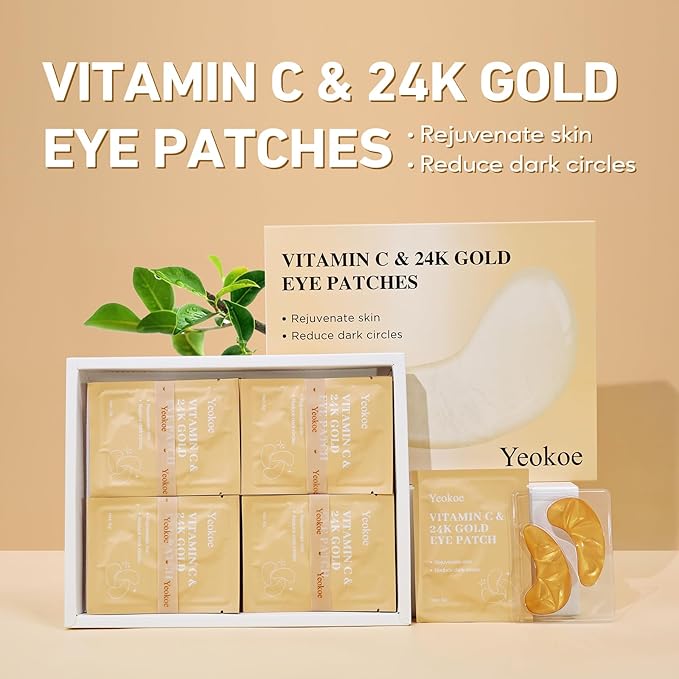 Yeokoe Under Eye Patches for Dark Circles,Puffy Eyes,20 Pairs Face Masks SkinCare With Vitamin C and 24k Gold