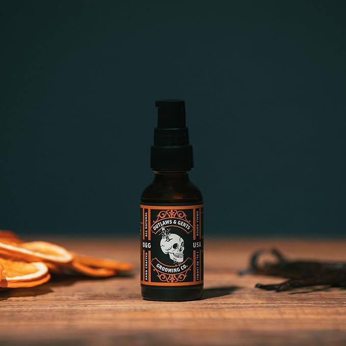 Outlaws & Gents Grooming Co Grooming Oil - All-Natural Beard and Hair Oil for Men - Moisturizes and Softens Hair, Reduces Itchiness and Flakiness (Orange & Vanilla)