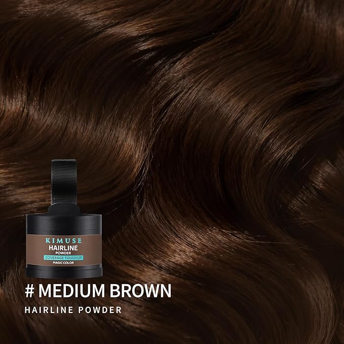 KIMUSE Hairline Powder, Root Touch Up Hair Color, Instantly Conceals Hair Loss, Bald Spot Thin Hair Powder with Dual-ended Hairline Brush for Women and Men, Transfer-proof & Sweat-proof
