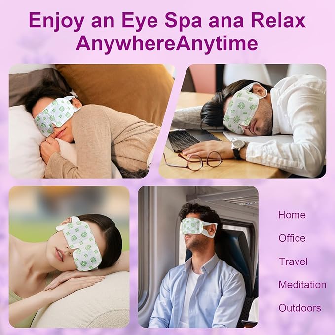 10 Packs Steam Eye Mask, Lavender Steam Eye Masks Disposable, Self-Heating Relief Heated Eye Mask for Fatigue, Perfect for Home, Sleep, Spa & Travel