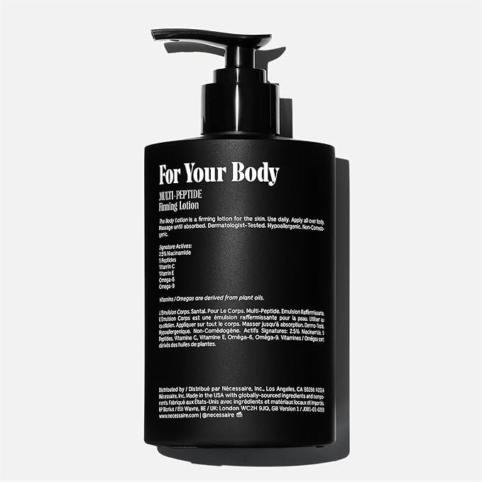 Nécessaire The Body Lotion – Santal - Multi-Peptide - Firming Body Lotion for Women + Men. 2.5% Niacinamide. Non-Comedogenic Moisturizer for Sensitive Skin. Dermatologist-Tested – 450ml/15.2 fl oz