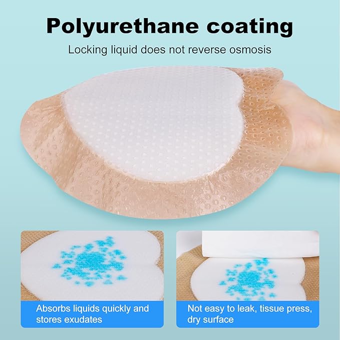 Sacral Foam Dressing, Sacrum Silicone Foam Dressing with Border, 7x7 Large Bandage for Bed Sores On Buttocks, Super Absorbent Pressure Sore Prevention Pads, Waterproof & Breathable Wound Dressing (10)