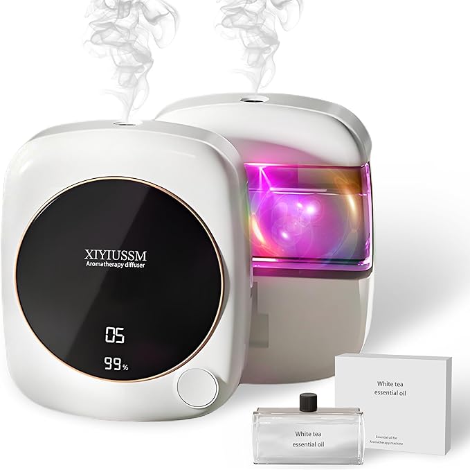 Waterless Essential Oil Diffuser for Home Office Travel Ultrasonic Aromatherapy Small Cordless Diffuser with 7 Mist Modes for Bedroom Bathroom Hotel Car Portable Air Freshener & Scent Machine