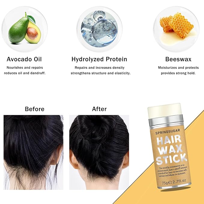 Hair Wax Stick Set for Flyaways Slick Back – Includes Wax Stick for Hair, Slick Back Hair Brush, Hair Finishing Stick – Hair Styling Products for Women, Taming Frizz & Creating Sleek Styles