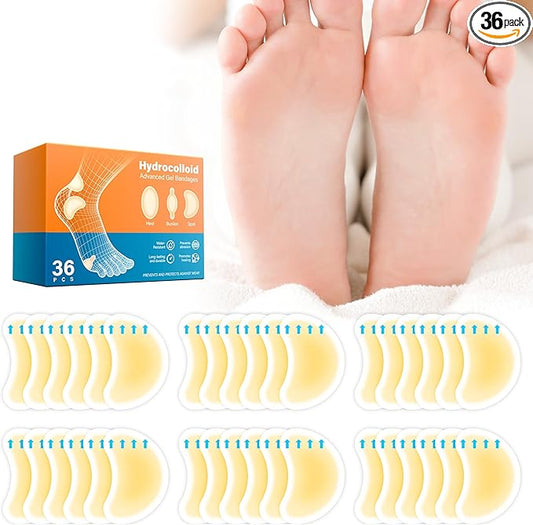 36pcs Hydrocolloid Gel Blister Bandages Pads Waterproof Adhesive Blisters Bandages - Blister Pads for Heel, Foot, Toe, Feet - Gel Blister Chshions for Prevention & Recovery (Spot Pack, Count, 36)