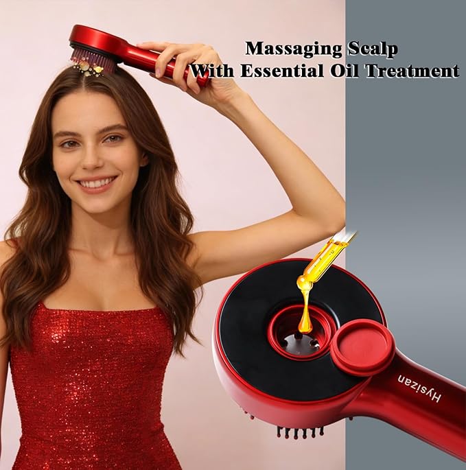 Hair Scalp Massager Comb - Rechargeable Cordless Portable Scalp Care Brush with Essential Oil Applicator, Gentle Scratching & Kneading Massage for Hair & Scalp Nourishment, Fit for Men & Women