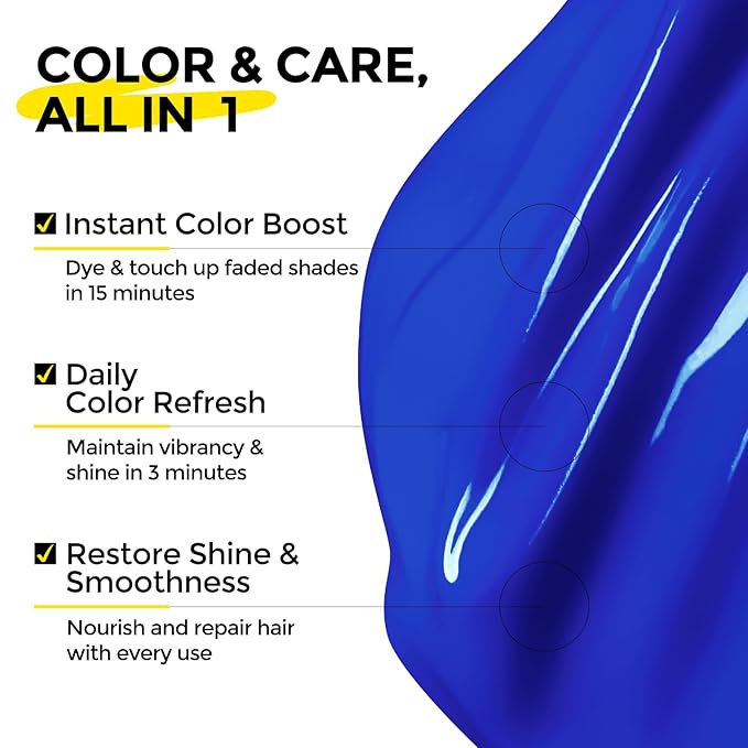 COLORLOMO Semi Permanent Hair Color - 6 oz Color Depositing Conditioner with Shea Butter & Almond Oil- Color Conditioner Depositing Hair Mask - Vegan, Paraben, Ammonia & Sulfate Free -Blue