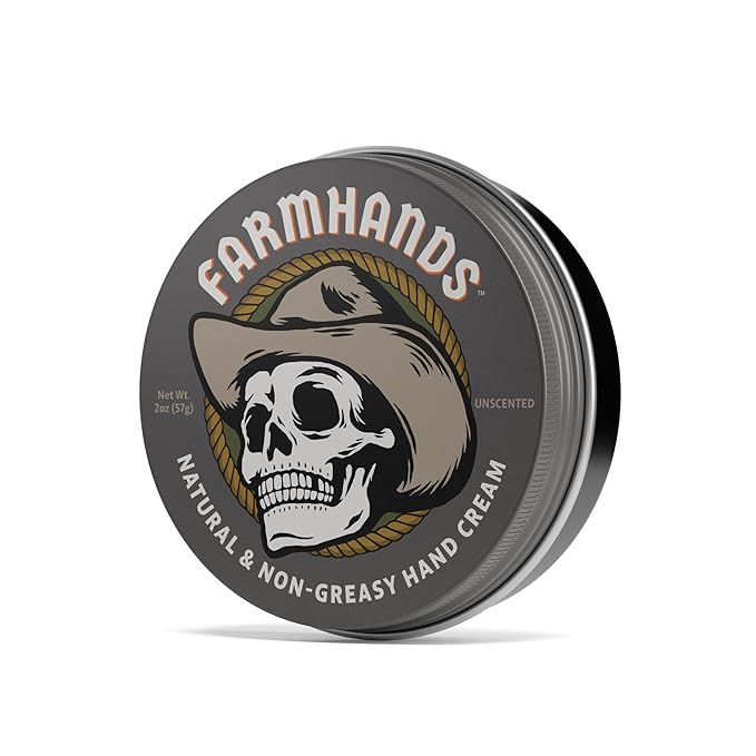 Farmhands Natural & Non-Greasy Hand Cream for Dry, Cracked Hands - No Added Fragrance, Fast-Absorbing with Clean & Organic Ingredients, Non-GMO - Repairing Skincare - Whipped - 2oz Tin