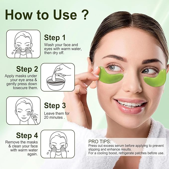 LAVONE Eye Mask - 30 Pairs Avocado Under Eye Patches Skin Care Products - Eye Masks Skincare for Dark Circles and Puffiness, Reduce Wrinkles, Eye Bags and Fine Lines, for Women and Man