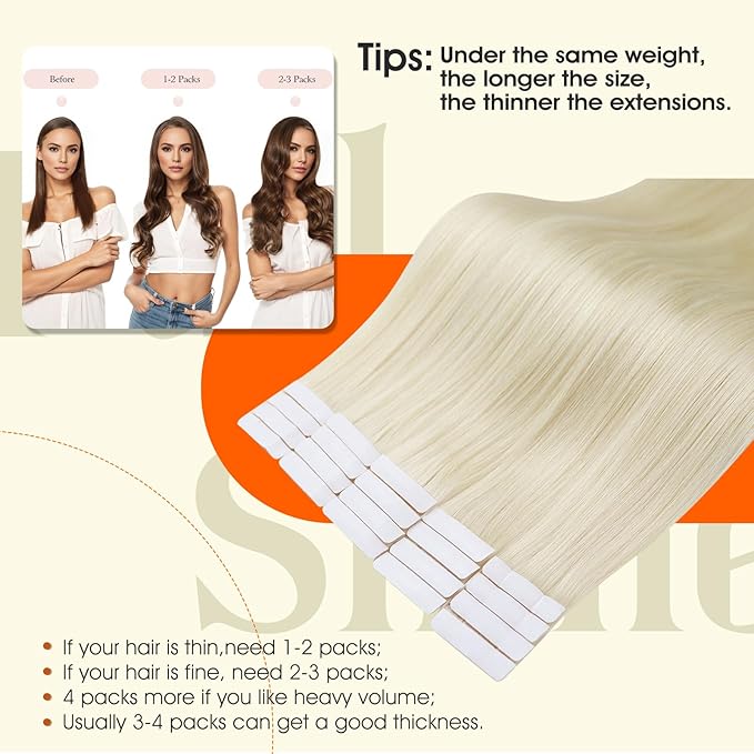 Full Shine Machine Remy Tape in Hair Extensions Color 60 Blonde Injection Tape in Human Hair Seamless Invisible Extensions 16Inch Straight Skin Weft 40Gram 20Pcs Soft
