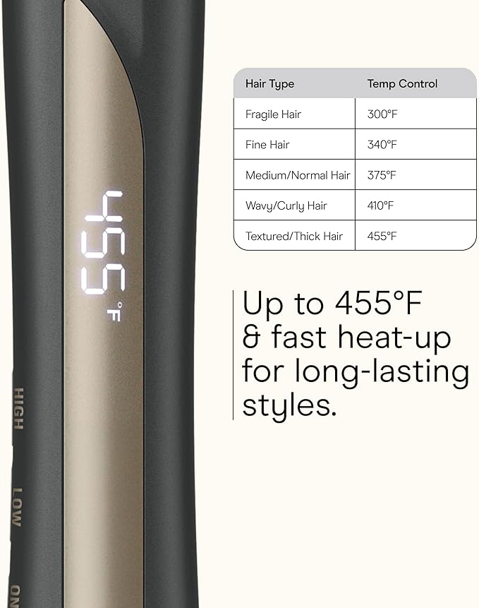 Infiniti PRO CONAIR Tourmaline Ceramic 1-Inch Flat Iron Digital Hair Straightener, 1-Inch Flat Iron to Straighten or Curl, 5 Heat Settings, for All Hair Types and Textures, Dark Gray