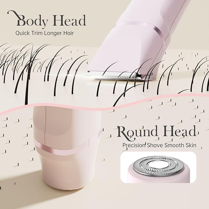 Bikini Trimmer for Women - Painless Electric Razors for Silk Skin,Cordless Body Shaver for Trip,Replaceable Lady Facial Razor, IPX7 Waterproof&Easy Cleaning, Ceramic Blade, Gifts for Her