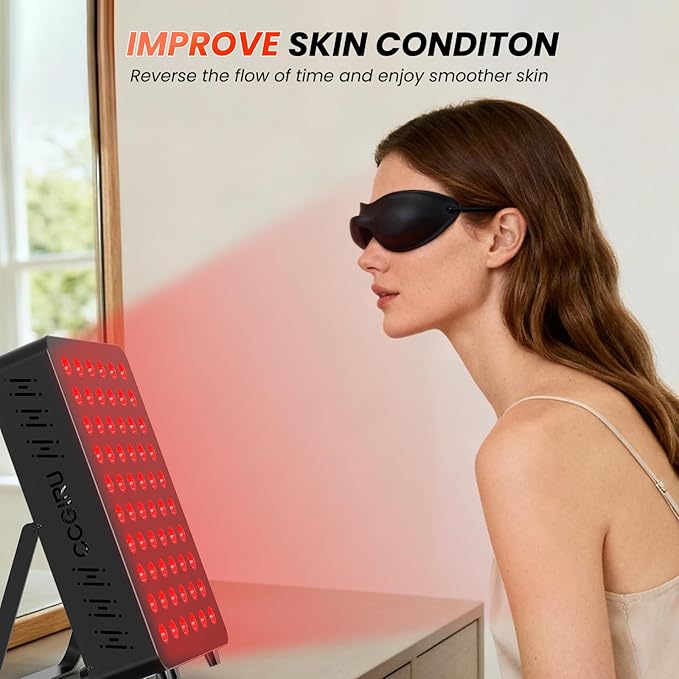 Red Light Therapy for Face & Body, 60 Dual Chip LEDs,660nm 850nm Near Infrared Light Therapy Panel, Flicker Free Clinical Grade Panel for Energy, Pain, Skin, Recovery, Performance