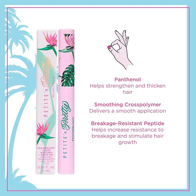 Petite 'n Pretty Featherlight Clear Mascara and Brow Gel - Makeup for Kids, Tweens and Teens - Dual Purpose Clear Finish for Brows and Lashes - Non-Toxic & Made in the USA