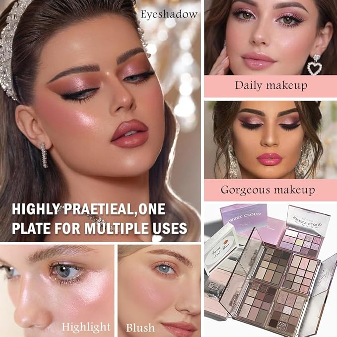 SUAKE Nude Pink Eyeshadow Palette, Matte & Shimmer, High Pigmented 12 Colors Brown Purple Eye Shadow Primers for Eye Makeup, Korean Powder Palet de sombras de ojos (02# Sweet Rose)