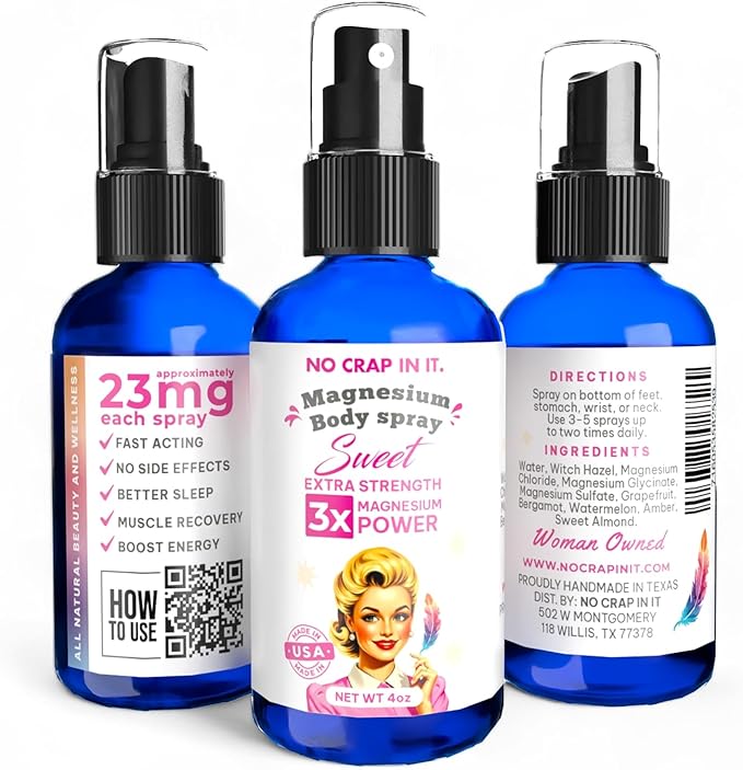 No Crap In It Magnesium Spray, Triple Action!- Your Way to Wellness | Immediate Relief with Our Unique Magnesium Glycinate, Citrate, Chloride Blend Spray (Sweet)