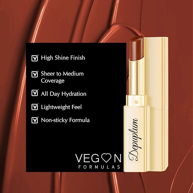 Depuplum Brown Lipstick for Women Hydrate Cream Lipstick Moisture Lip Gloss Sheer-Medium Coverage Shine Long Lasting Lipsticks for Dry Lips, DM94 Caramel