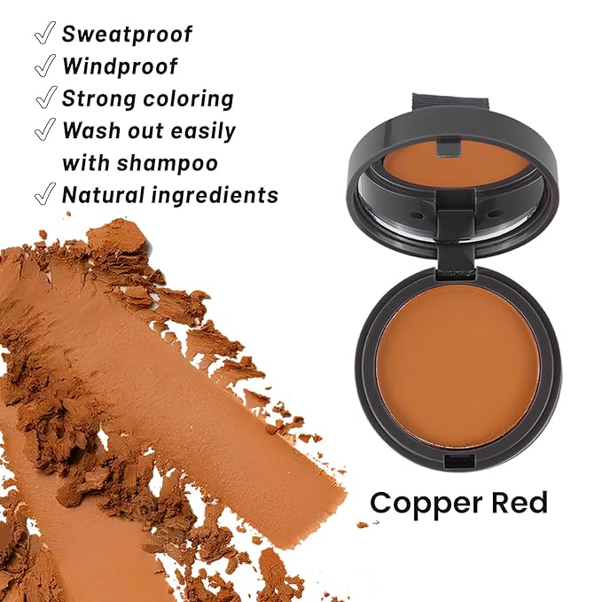SOVONCARE Hairline Powder - Root Touch Up & Gray Hair Concealer for Men and Women, Instantly Covers Thinning Hair and Bald Spots, Natural-Looking Coverage Copper Red