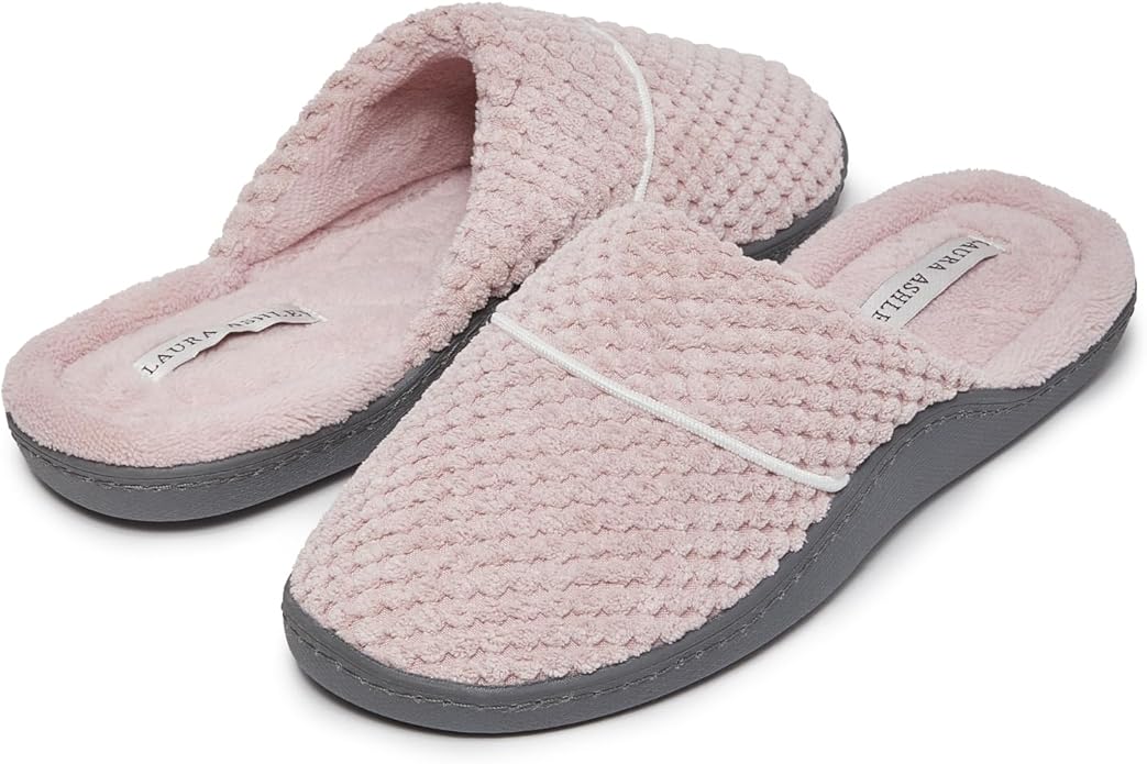 Laura Ashley Ladies Spa Rugged Slippers With Memory Foam Insole