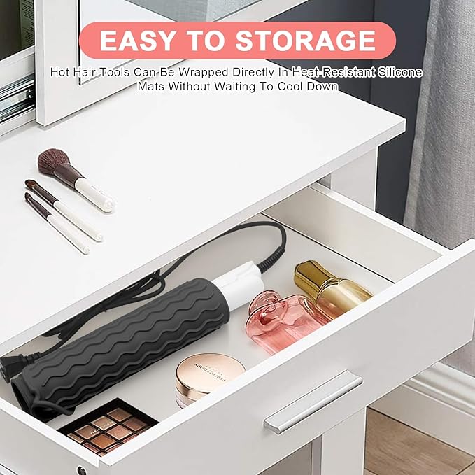 Plus Size Silicone Heat Resistant Mat, Portable Travel Hot Tools Pad Cover for Curling Iron, Flat Iron, Hair Straightener and Other Hair Styling Tools(12.0" x 9.0")