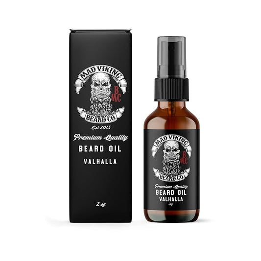 Mad Viking Valhalla Beard Oil - Hydrate, Soften And Grow Your Beard Naturally. Fight Itch And Dandruff With A Smooth Sandalwood & Vanilla Scent, Made In The USA - 2oz