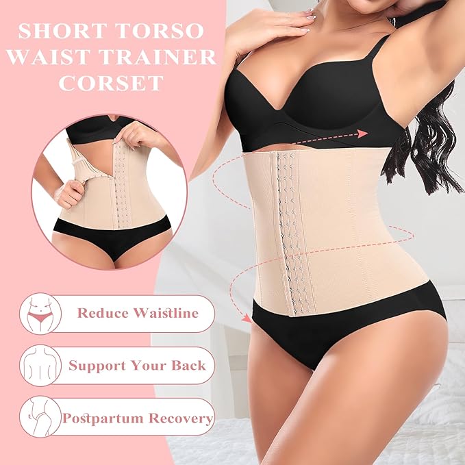 Werena Waist Trainer for Women Corset Shapewear Tummy Control Slimming Body Shaper Girdle Waist Cincher Belly Band