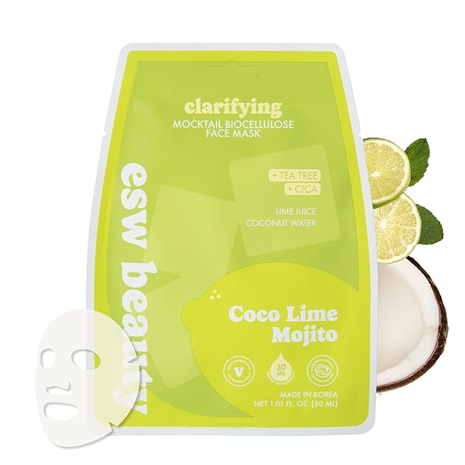 ESW Beauty Coco Lime Mojito Clarifying Face Mask - Hydrating, Revitalizing, Vegan Face Mask with Coconut Water, Lime & Tea Tree for Radiant Skin