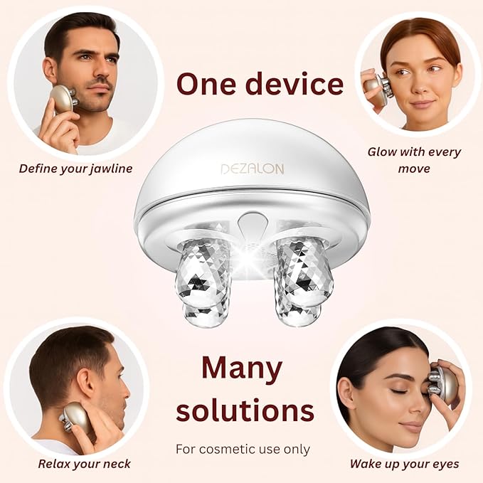 Microcurrent Facial Device, Face Massager, Cosmetic Red Glow Mode, Beauty Roller for Face, Jawline, Neck & Eyes