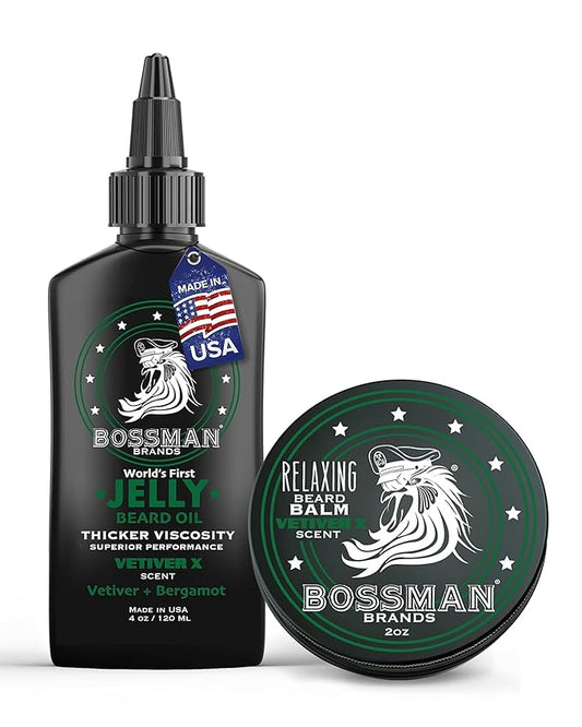 Bossman Beard Oil Jelly and Relaxing Beard Balm Combo - Vetiver X Scent