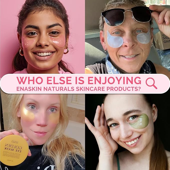 Enaskin Naturals Under Eye Patches for Dark Circles: 60 Pairs Caffeine Eye Gels Mask - Reduce Wrinkles Puffy & Bags - Skin Treatment Pads - Anti Aging Moisturizer For Women (Pink 2 Pack)